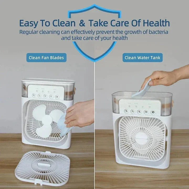 10 - Inch Desktop Humidifier Fan – Portable Mist Cooling Fan with LED Light and Timer - AlSODEAL