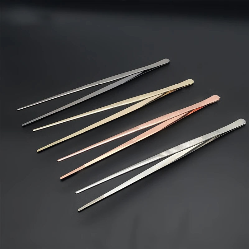 Stainless Steel Kitchen & Bar Tweezer Food Tongs Kitchen Cooking Medical Tweezer Copper/Gold/Black Plated Bar Tool