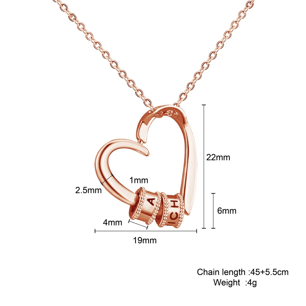 Personalized Names Heart Necklace Custom Family Names Beads Necklace Personalized Mother's day Gift