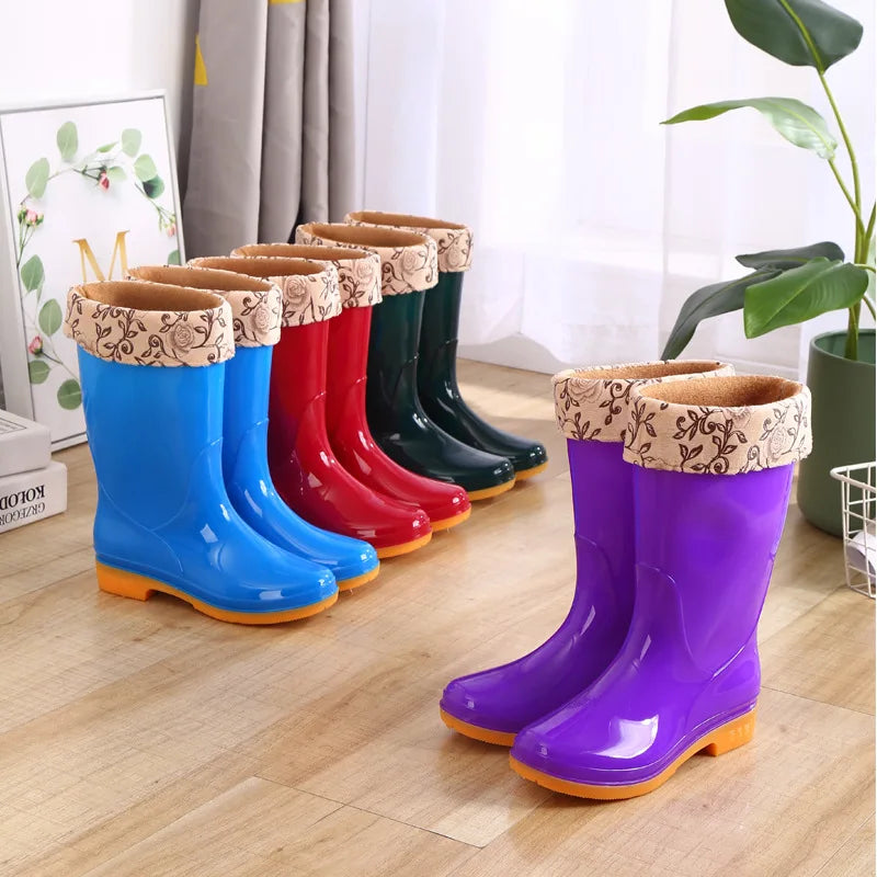 2027 NEW KJ Wholesale High Waterproof Anti-slip Pvc Outdoor Rain Boots Garden Kitchen Use Lining Cheap Adults Rain Shoes