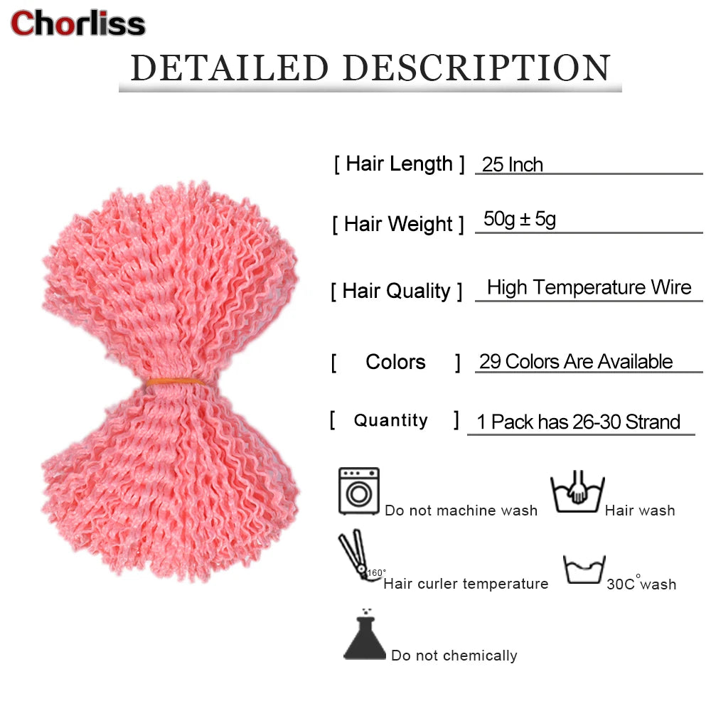 Zizi Deep Wave Crochet Hair Pink Ocean Wave 25 Inch Lightweight Synthetic Wear Braided Hair Extensions Chorliss