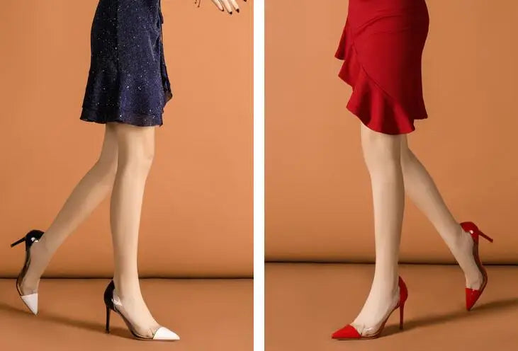 Sexy Woman White Black Red Sliver Nude Patent Leather PVC Patchwork Pumps Female Pointed Toe Shallow Slip On Dress Party Shoes
