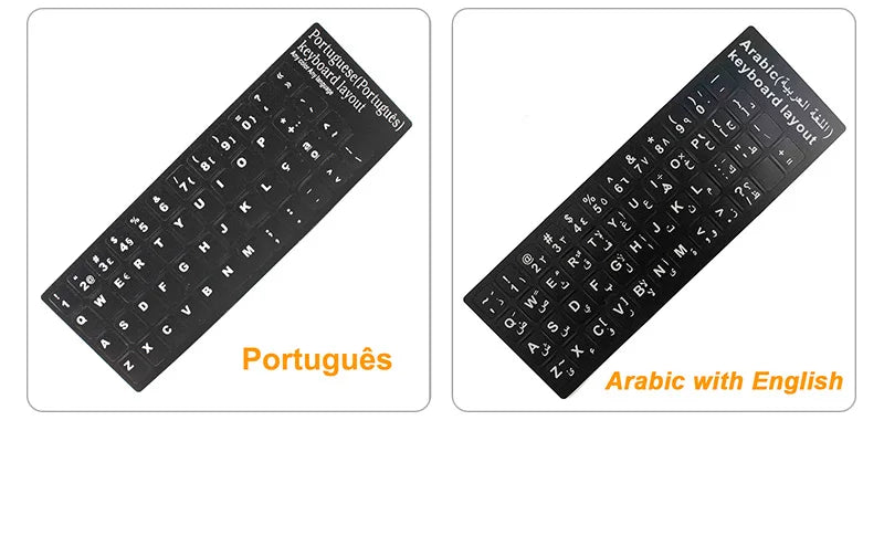 Russian French English Arabic Spanish Portuguese Hebrew Keyboard Stickers Letter Alphabet Layout Sticker For Laptop Desktop PC