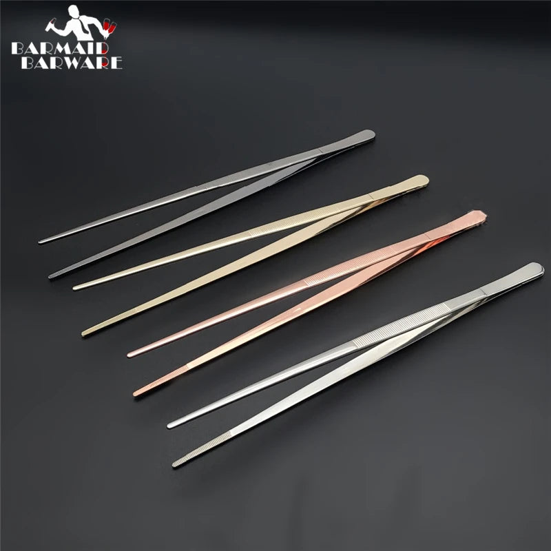 Stainless Steel Kitchen & Bar Tweezer Food Tongs Kitchen Cooking Medical Tweezer Copper/Gold/Black Plated Bar Tool