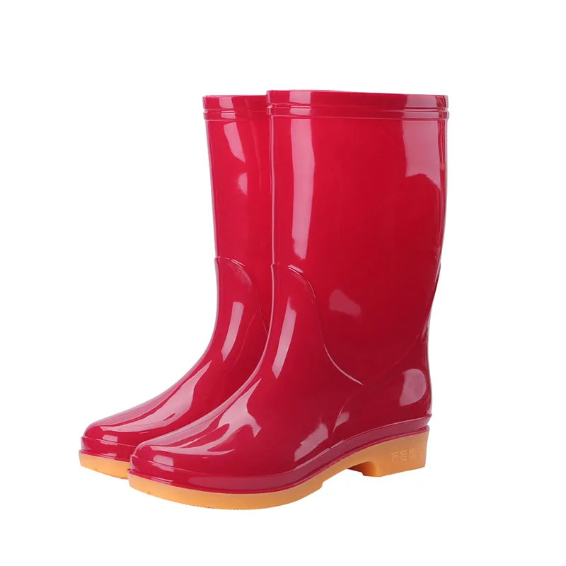 2027 NEW KJ Wholesale High Waterproof Anti-slip Pvc Outdoor Rain Boots Garden Kitchen Use Lining Cheap Adults Rain Shoes