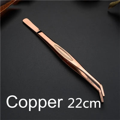 Stainless Steel Kitchen & Bar Tweezer Food Tongs Kitchen Cooking Medical Tweezer Copper/Gold/Black Plated Bar Tool