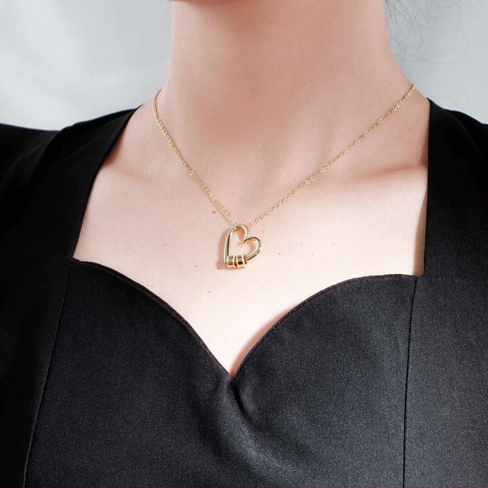 Personalized Names Heart Necklace Custom Family Names Beads Necklace Personalized Mother's day Gift