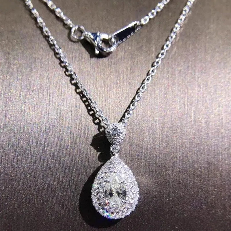 Huitan Gorgeous Wedding Necklace for Women Brilliant Cubic Zirconia Elegant Lady's Accessories Engagement Party Trendy Jewelry