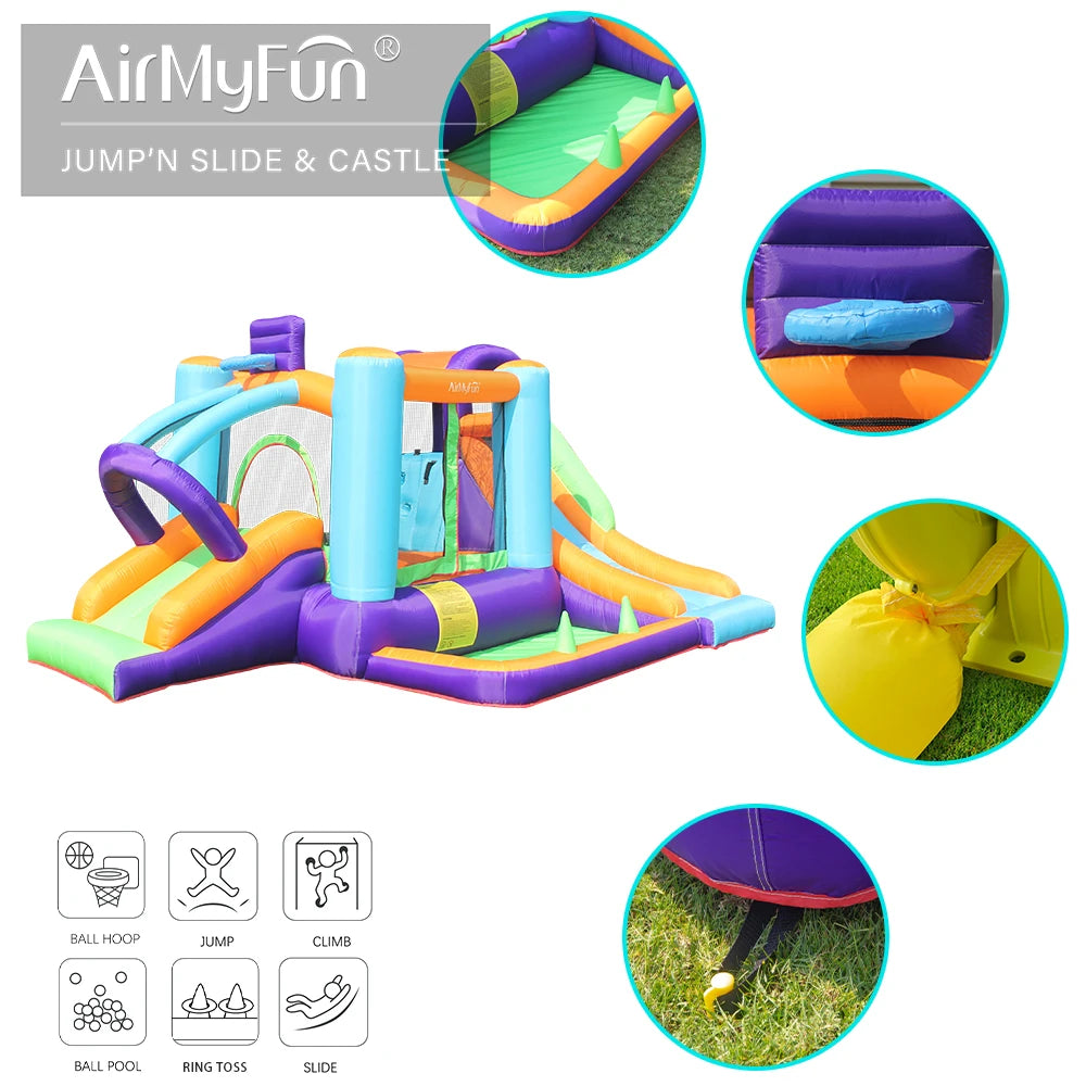 Usa in Stock AirMyFun Trampoline Outdoor Playground Games Bounce Castle Inflatable Jumping House Bounce House With Slide
