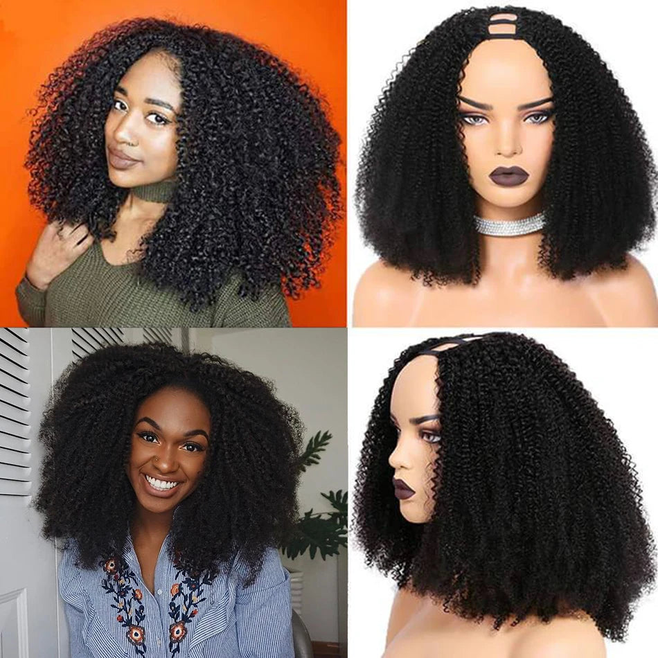 Mongolian Afro Kinky Curly Wig U Part Wig Human Hair For Black Women 180 Density Remy Hair Wig 30 Inch 4B 4C Easy Install