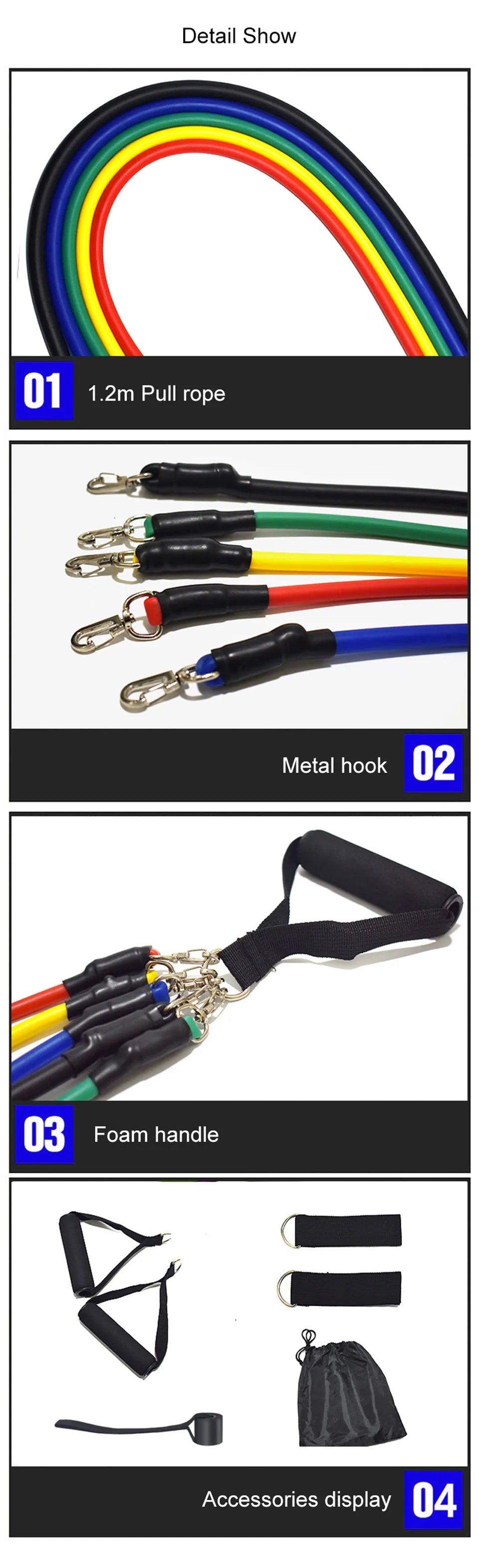 LOOGDEEL 11PCS/Set Resistance Bands Pedal Excercise Body Training Workout Women Men Fitness Yoga Pull Rope Exercises Latex Tubes