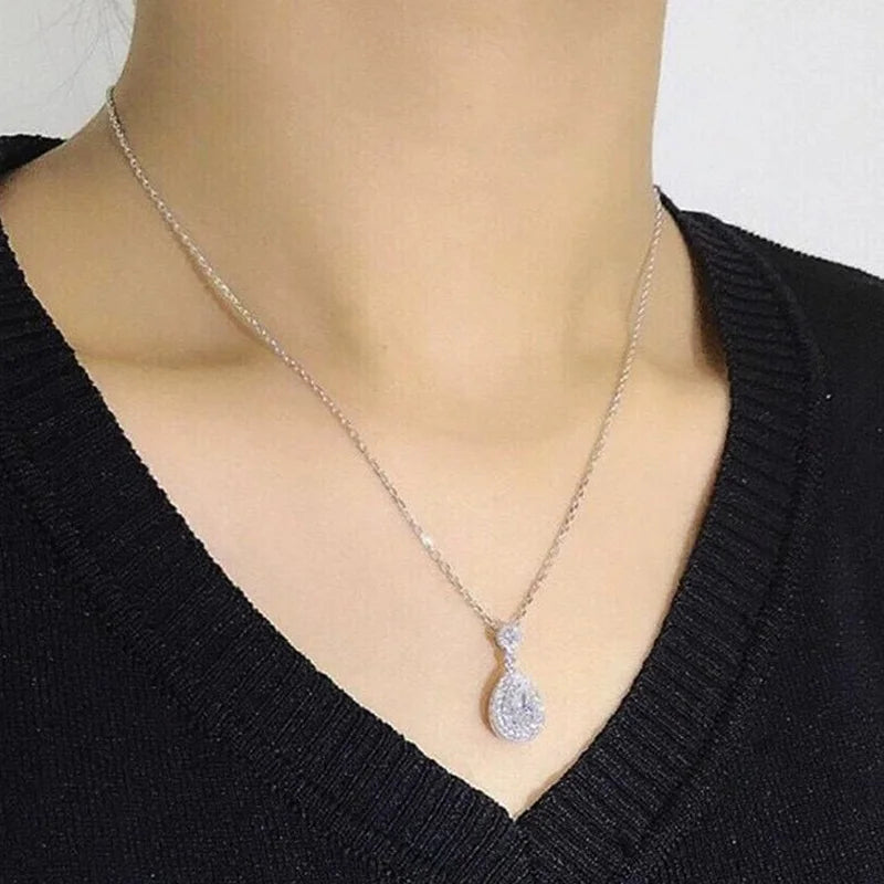 Huitan Gorgeous Wedding Necklace for Women Brilliant Cubic Zirconia Elegant Lady's Accessories Engagement Party Trendy Jewelry