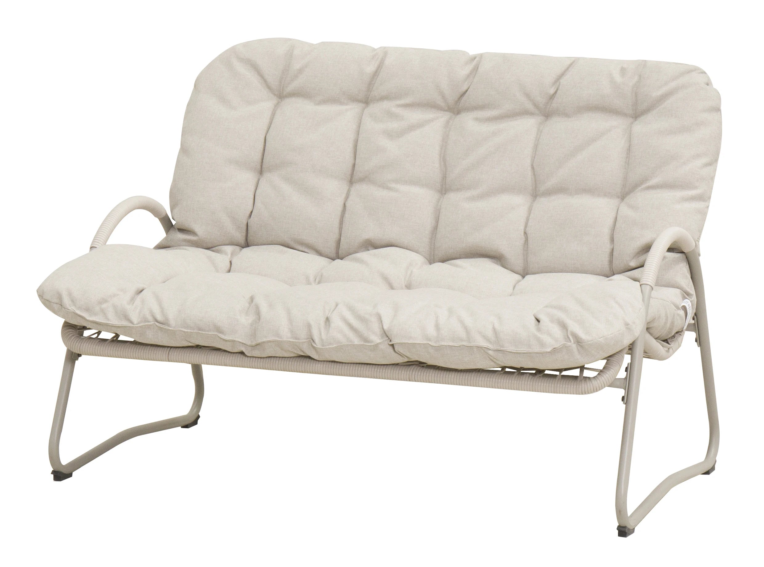 Modern Eco-Friendly Durable Outdoor Loveseat Coffee Table Set All-Weather Metal Frame Patio Conversation Thick Cushions Garden