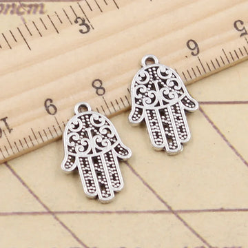 20pcs Charms Fatima Hand Hamsa Palm Protection  20x14mm Tibetan Bronze Silver Color Pendants Antique Making DIY Handmade Craft