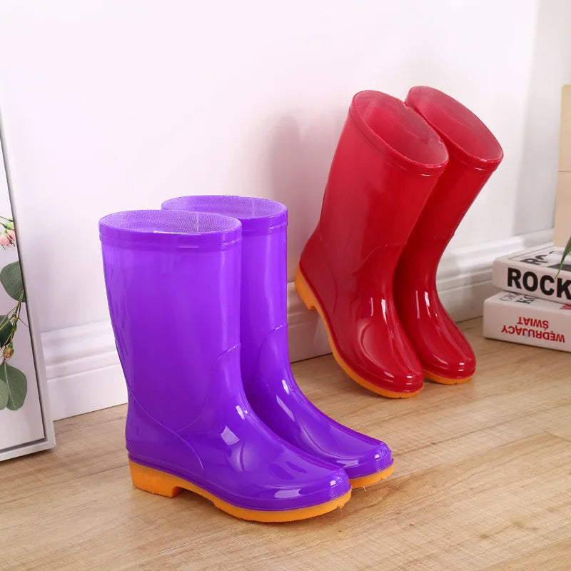 2027 NEW KJ Wholesale High Waterproof Anti-slip Pvc Outdoor Rain Boots Garden Kitchen Use Lining Cheap Adults Rain Shoes