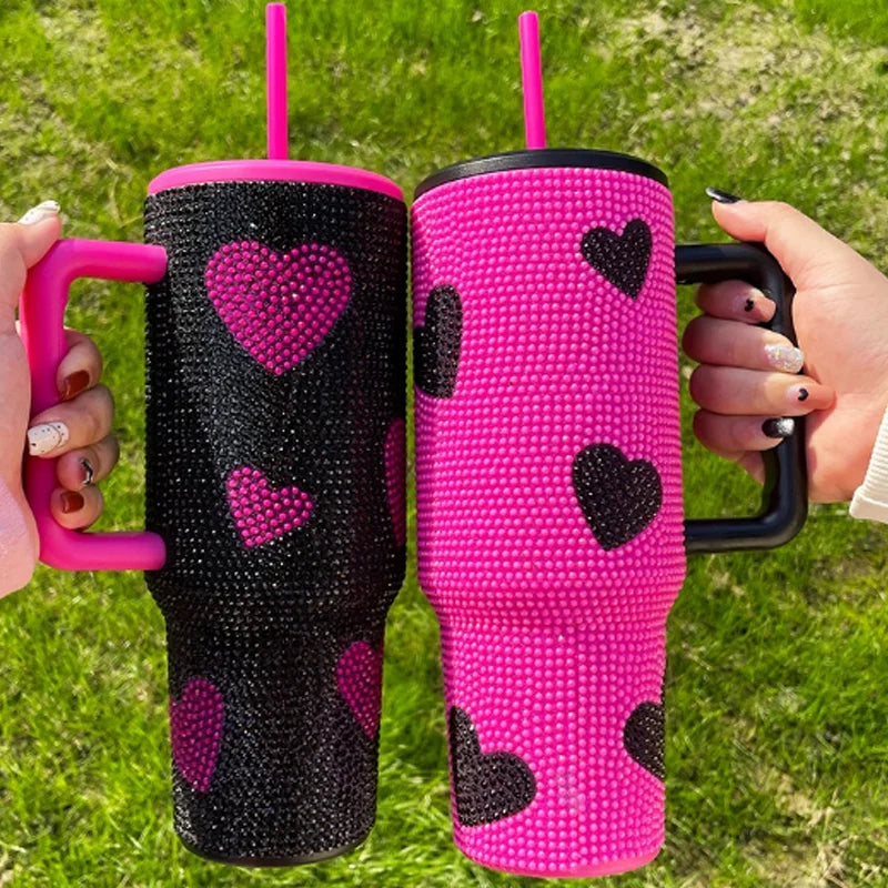 Us in Stock 40 OZ Sparkle Rhinestone Easy Clean Stainless Steel 40OZ Uv Dtf Cup Wraps for Home Office Outdoor Daily Use