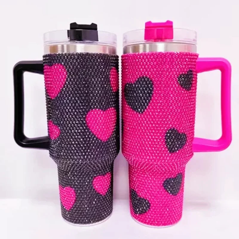 Us in Stock 40 OZ Sparkle Rhinestone Easy Clean Stainless Steel 40OZ Uv Dtf Cup Wraps for Home Office Outdoor Daily Use
