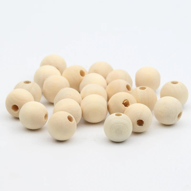 Handmake Natural Wood Color Beads Round Shape Wooden Beads for Jewelry Making DIY Pacifier Clip  Smooth Teether  Rattle