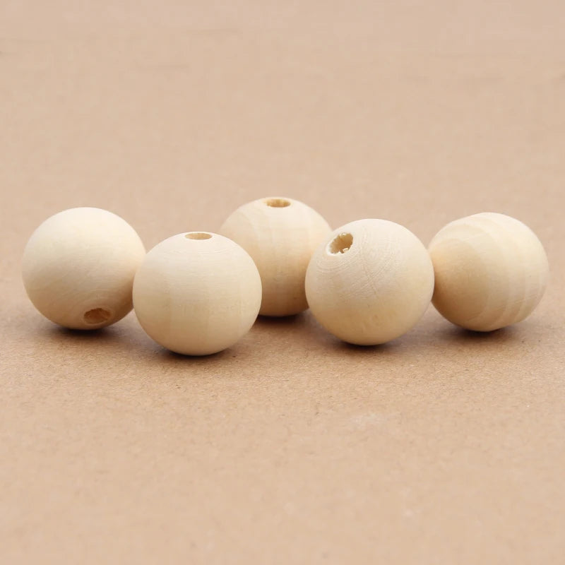 Handmake Natural Wood Color Beads Round Shape Wooden Beads for Jewelry Making DIY Pacifier Clip  Smooth Teether  Rattle