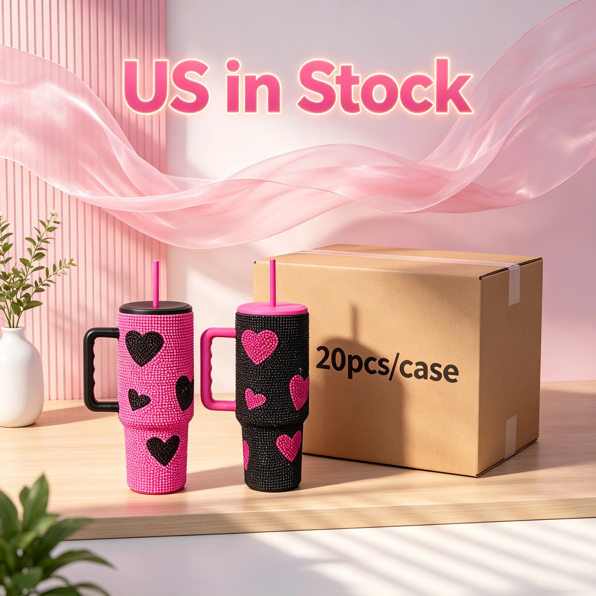 Us Warehouse 40 OZ Sparkle Rhinestone Rust Resistant Travel Mug Silicone Boots 40OZ Tumbler for Home Office Outdoor Daily Use