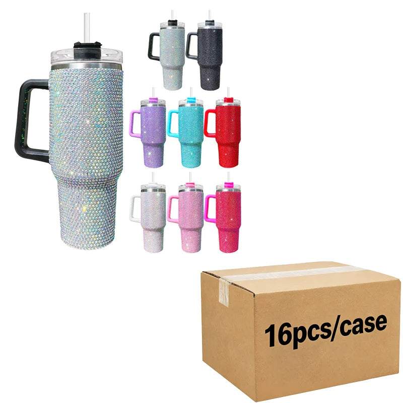 Us in Stock 40 OZ Sparkle Rhinestone Easy Clean Stainless Steel 40OZ Uv Dtf Cup Wraps for Home Office Outdoor Daily Use