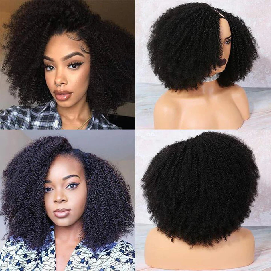 Mongolian Afro Kinky Curly Wig U Part Wig Human Hair For Black Women 180 Density Remy Hair Wig 30 Inch 4B 4C Easy Install