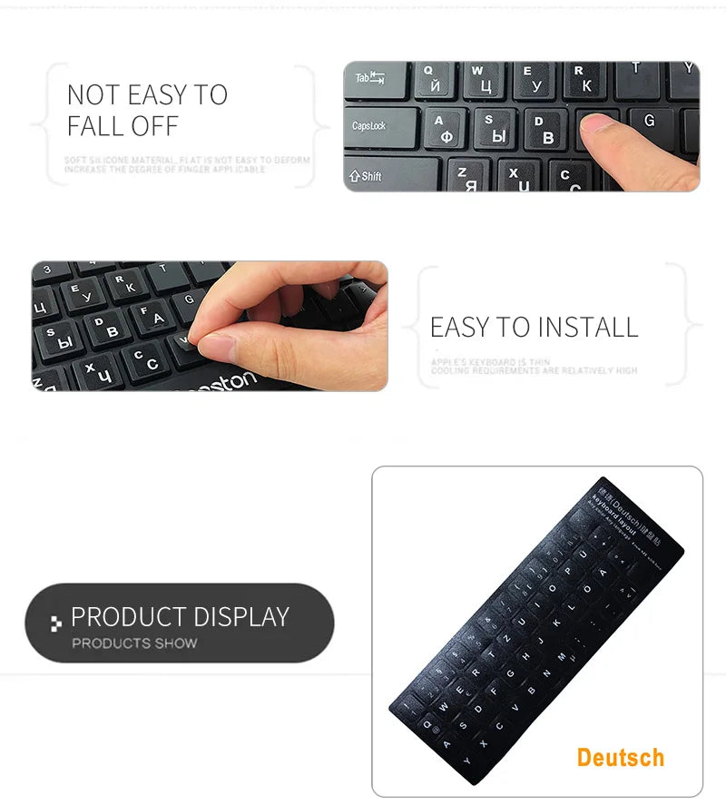 Russian French English Arabic Spanish Portuguese Hebrew Keyboard Stickers Letter Alphabet Layout Sticker For Laptop Desktop PC