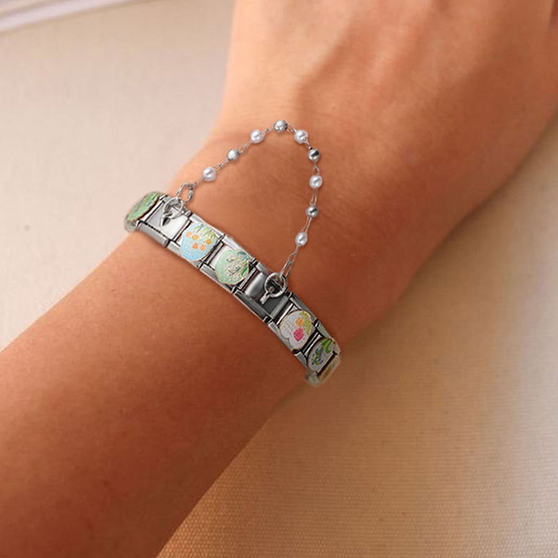 Star Butterfly Heart Zircon Round Pearls Tassel Chain Italian Charm Links Fit 9mm Bracelet Stainless Steel Women DIY Making Gift