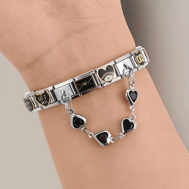 Star Butterfly Heart Zircon Round Pearls Tassel Chain Italian Charm Links Fit 9mm Bracelet Stainless Steel Women DIY Making Gift