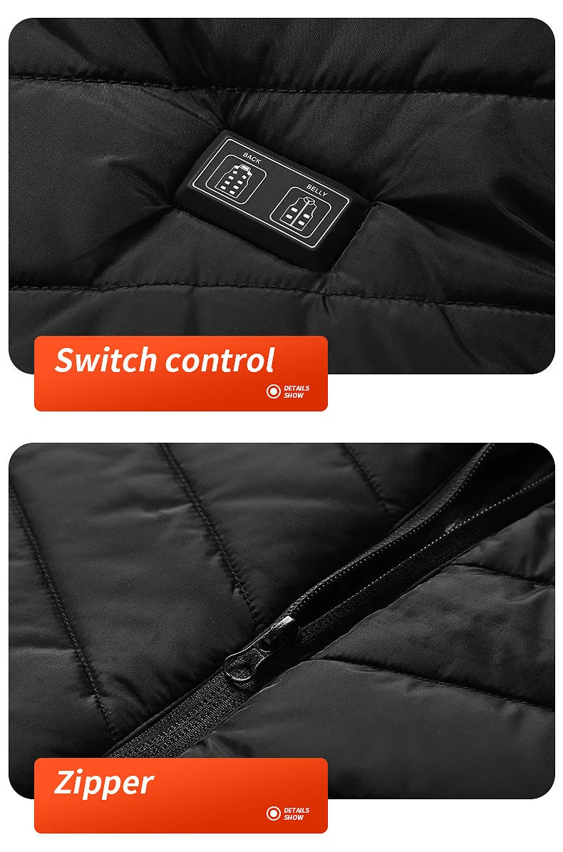 21 Heated Vest Zones Electric Heated Jackets Men Women Sportswear Heated Coat Graphene Heat Coat USB Heating Jacket For Camping