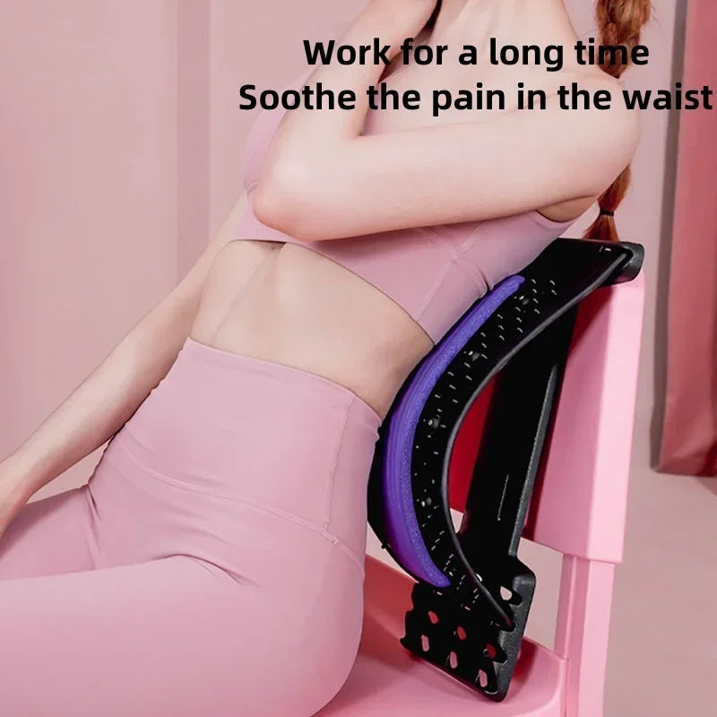 Home back and waist stretching equipment, yoga fitness back traction and back stretcher, waist stretching massager