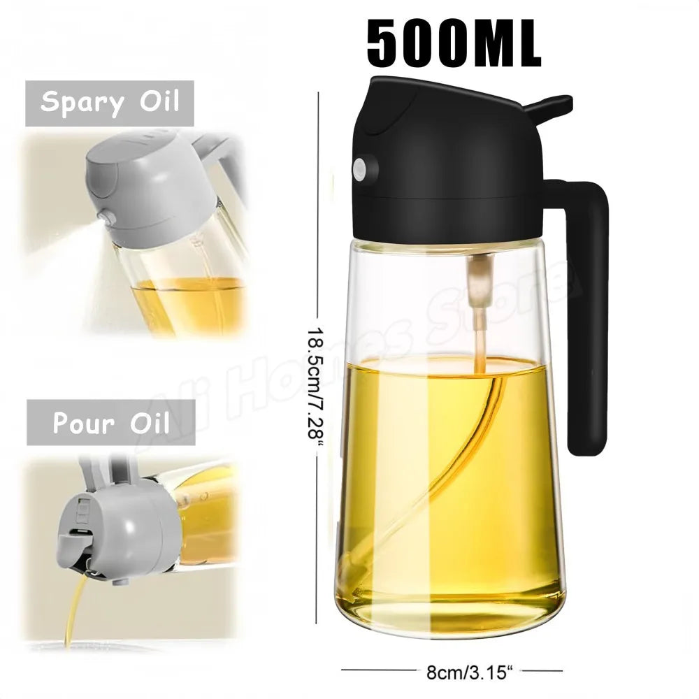 200/300/500ML Oil Air Pressure Double Nozzle Oil Spray Bottle Sprayer Kitchenware Oil Bottle Roasting Bottle Fitness Barbecue