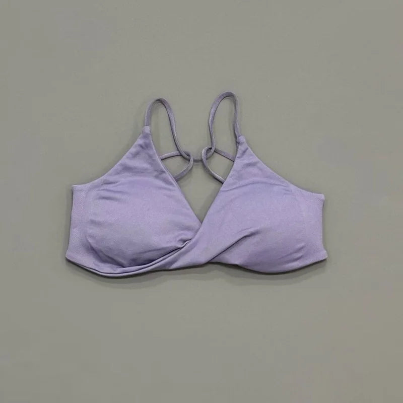 HISTELLO Vision Twist Front Backless Sports Bra Women High Support Breathable Soft Gym Workout Running Jogging Fitness Bra
