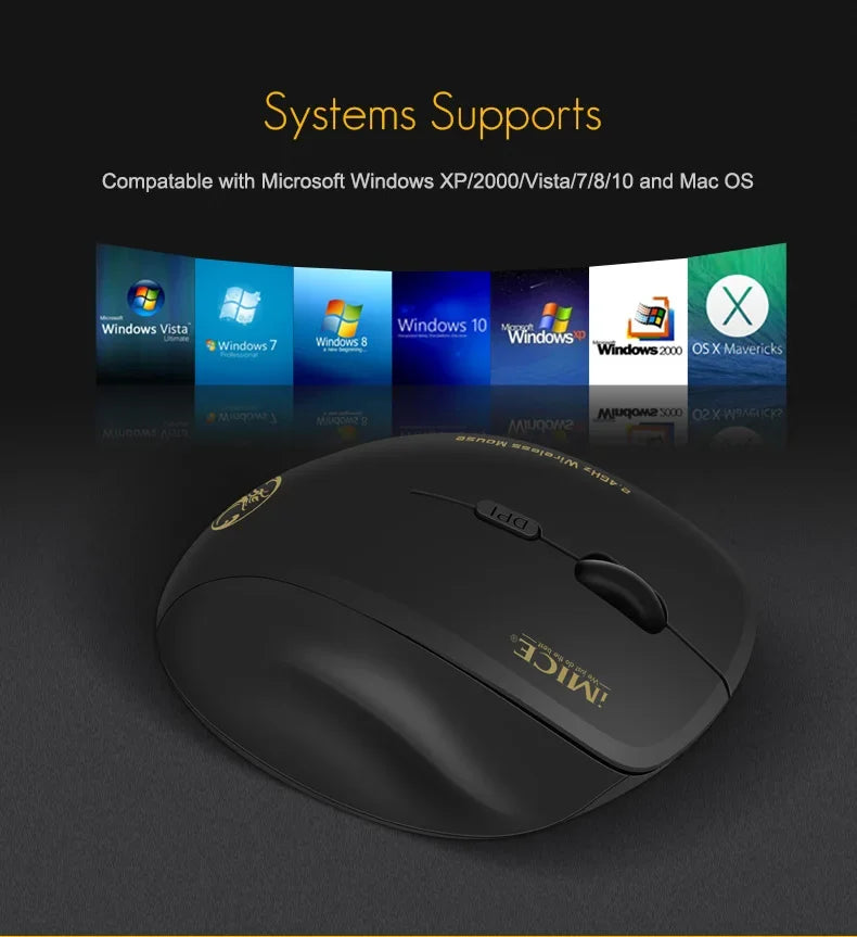 NexusClick 2.4G Wireless Silent Click Mouse,3 Adjustable DPI 6 Buttons Power Saving USB Plug Play Mice For Laptop Office Gaming