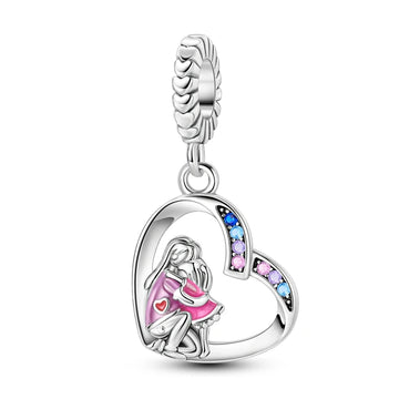 Charms 925 Sterling Silver Love Embrace Pendant For 3mm Bracelet DIY Women Mother's Day Jewelry Gift