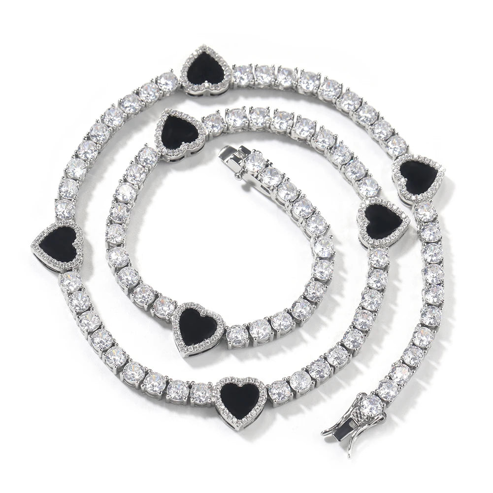 UWIN Custom Heart/Butterfly/Star Tennis Bracelet for Women Iced Out 4MM Tennis Necklace with Black/Green/Pink/Red Oiled Jewelry