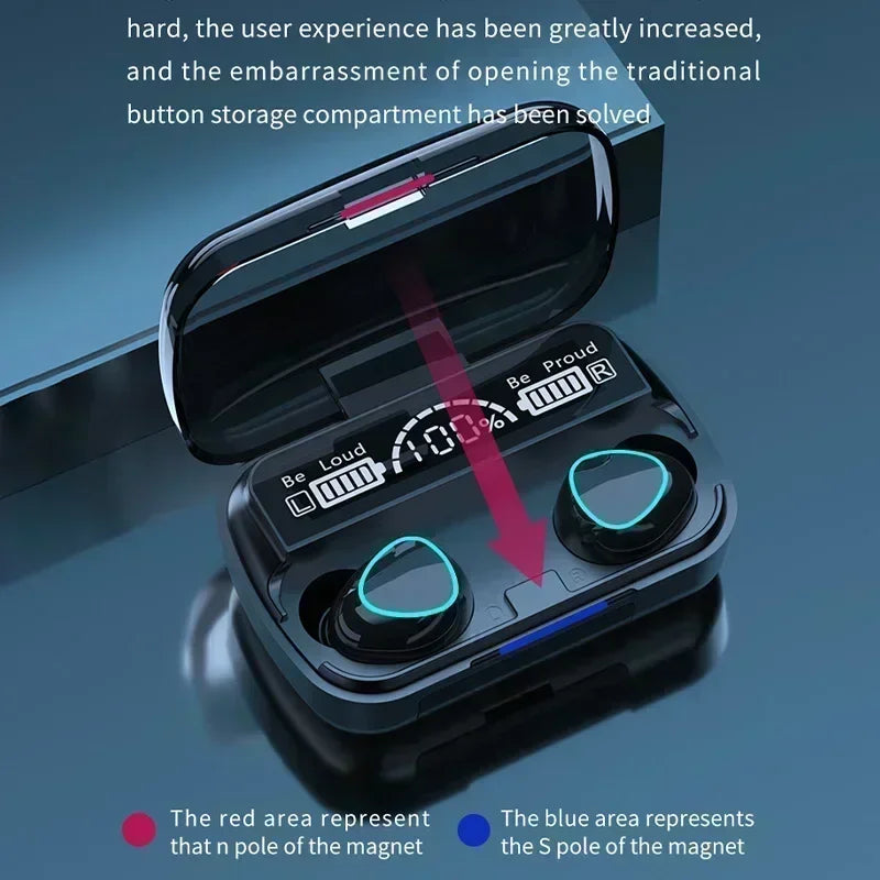 Bluetooth Earphones Handfree LED Dispay Headphones Bluetooth HiFi Stereo Music Wireless Earbuds Waterproof Gaming Headset