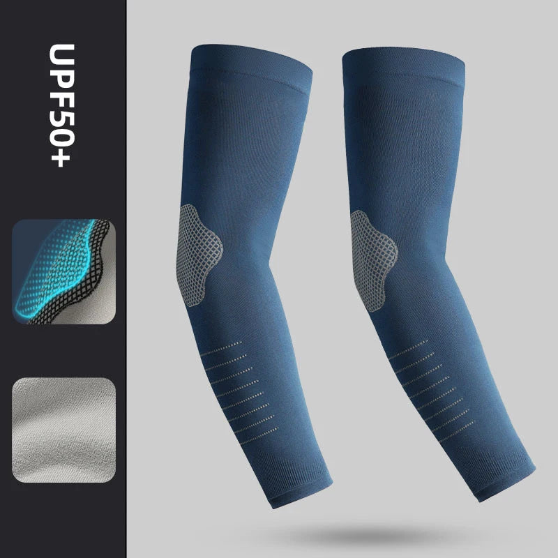 Ice Silk Sleeves Sun Protection Anti-UV Quick Dry Cycling Sleeves Breathable Cooling Sweat-absorb Elastic Hiking Sleeves