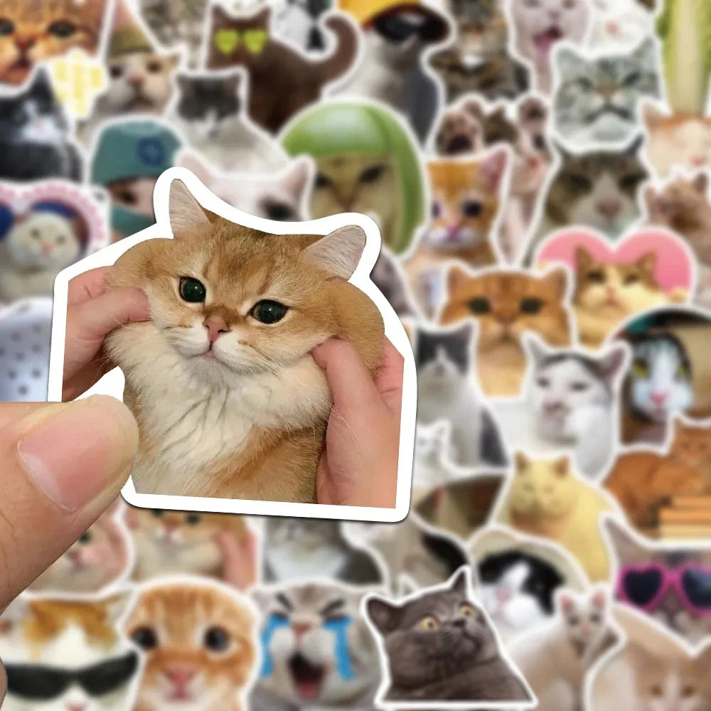10/30/50pcs Funny Cute Cat MEME Animals Stickers Kawaii Aesthetic Decals Laptop Phone Notebook Decoration Scrapbooking Sticker