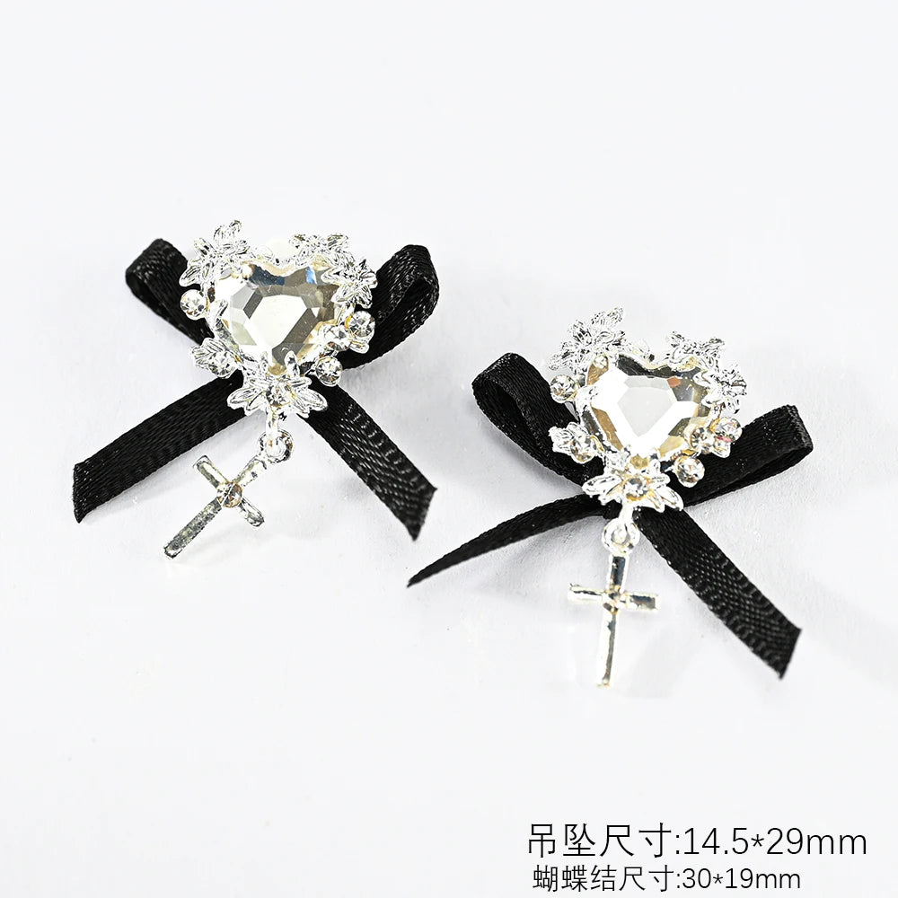 5/10pc Luxury Crystal Pink Heart Nail Art Charm 3D Love Shape Nail Rhinestones Diamond Shine Valentine's Day Manicure Decoration