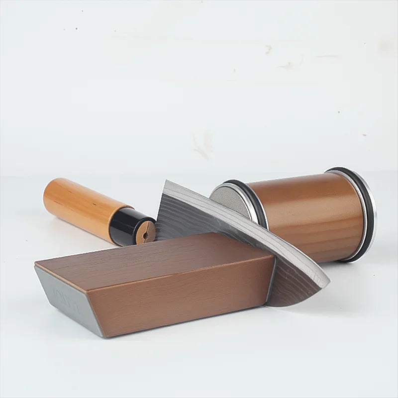 Rolling Knife Sharpener Magnetic Knife Holder Diamond Sharpening Stone with15and20 Degrees Angle Roller Kitchen Accessory set