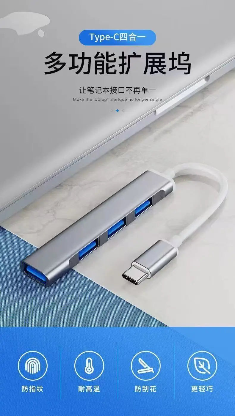 USB C HUB 3.0 Type C Extender 4 Port Splitter Adapter OTG Docking Station For Phone Macbook Pro 13 15 Air PC Laptop Computer Hub