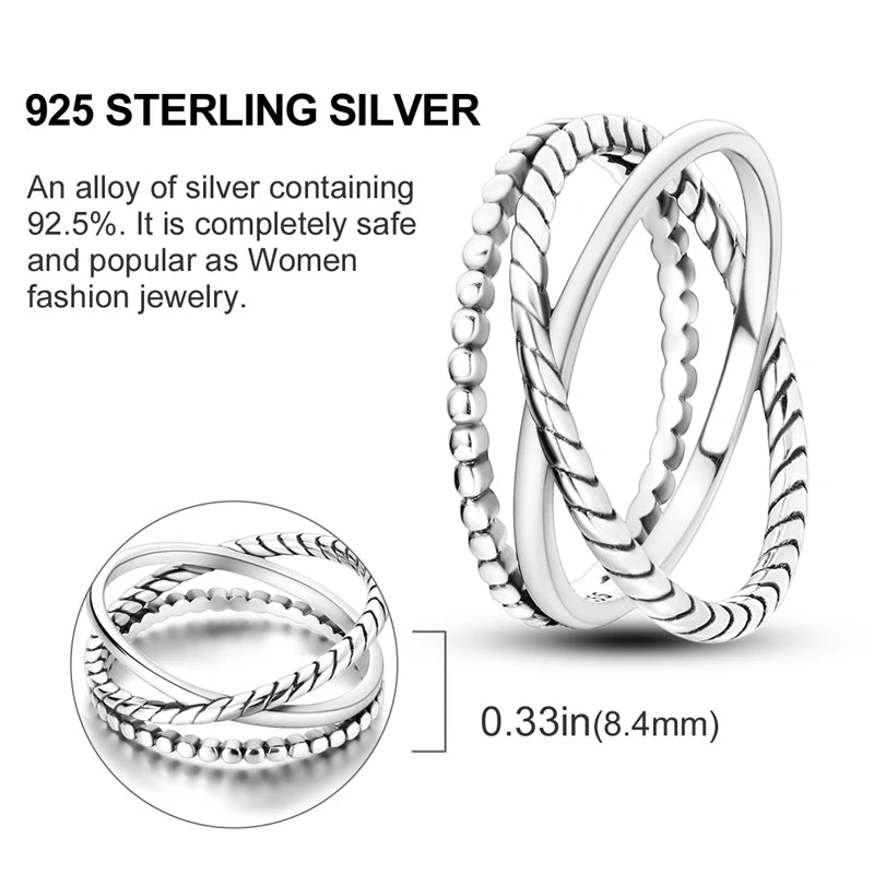 Rings For Women 925 Silver Sparkling Zircon Minimalist Geometric Star X Rings Romantic Wedding Engagement Valentine Jewelry Gift