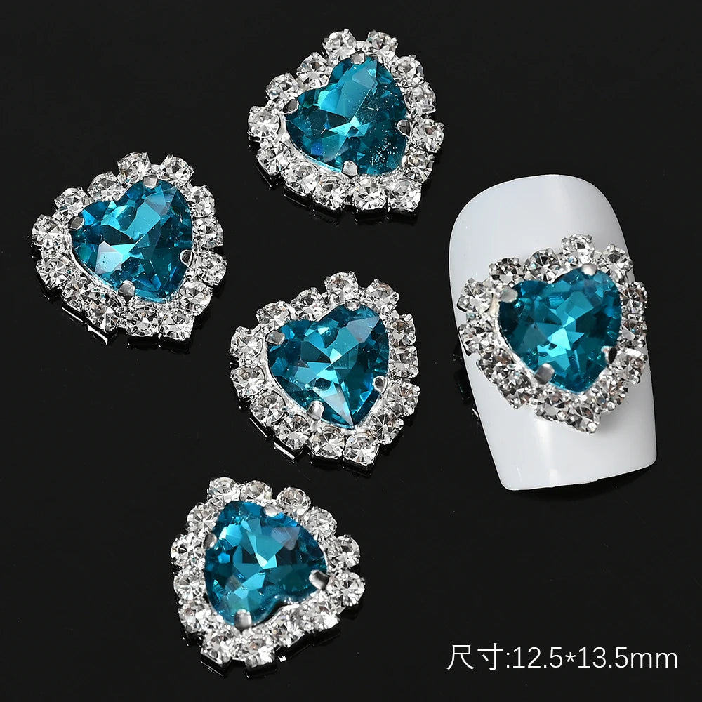 5/10pc Luxury Crystal Pink Heart Nail Art Charm 3D Love Shape Nail Rhinestones Diamond Shine Valentine's Day Manicure Decoration