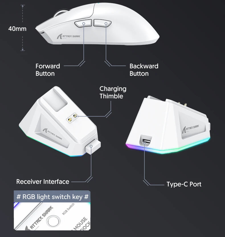 ATTACK SHARK X11 PAW3311 optical sensor,maximum resolution of 22K DPI acceleration up to 40G,edge in competitive gaming