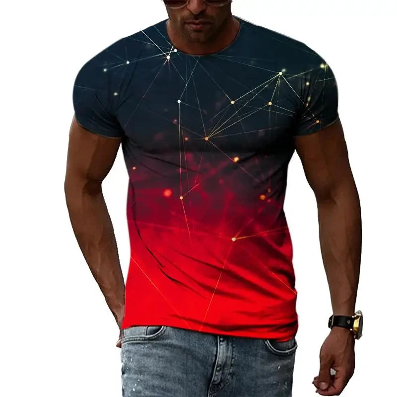 Fashion Men's T-shirt Multidimensional Graphic Tee For Men Casual 3D Print Harajuku Personality Round Neck Short Sleeve Top