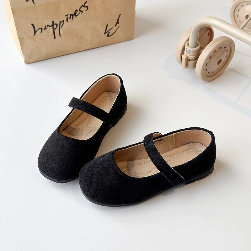 Spring Girl's Casual Shoes Round Toe Hook-loop Shallow Chic Kid's Flat Shoe Solid Colors Anti-slip Daily All-match Children Shoe