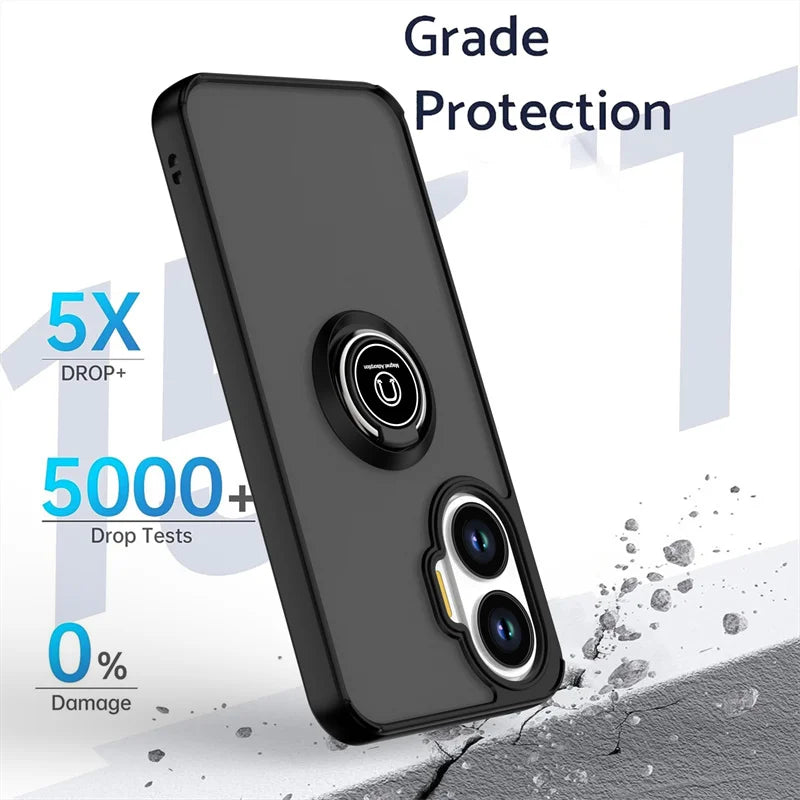 Funda For Xiaomi Poco F7 5G Case Shockproof Matte Hard PC Armor Case For Pocof7 Poko Little F7 F 7 7F Magnetic Holder Ring Cover