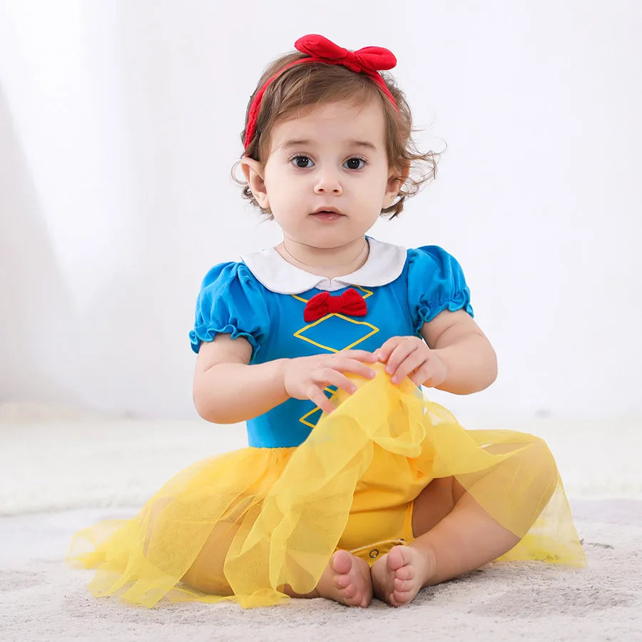 Baby Girls Costumes Kid Romper Tutu Dress with Headband Infant Baby Girl Princess Alice Clothes Aurora Belle Dress Party Costume