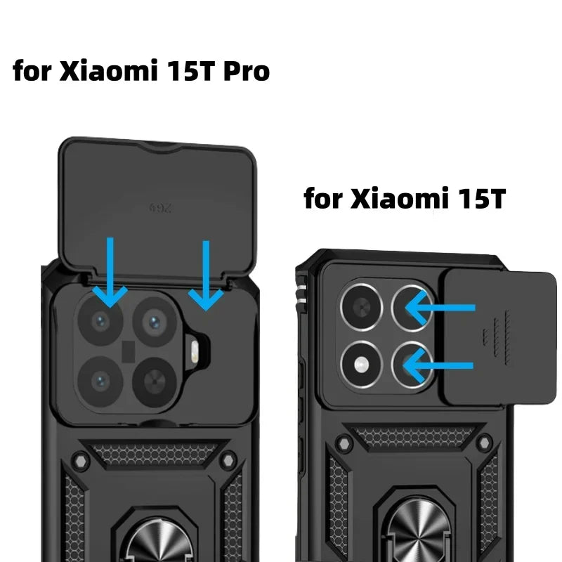 Slide Camera Protector Armor Funda For Xiaomi 15T Pro Case Magnetic Holder Ring Cover For Mi 15T Mi15T Xiaomi15T 15 T Pro 15TPro